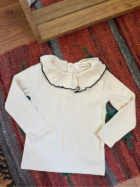 NWOTMisha &Puff girl Cream Ruffle Collar Long-Sleeve Top